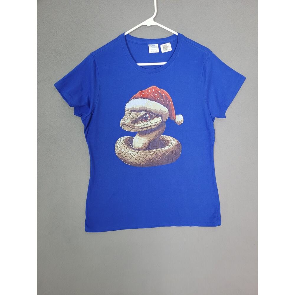 Funny Xmas Snake Lovers Christmas Pajama Snake Santa Hat T-Shirt Womens Medium